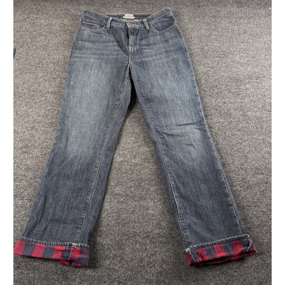 LL Bean Flannel Lined Jeans Women's 8 Regular Classic Fit EUC